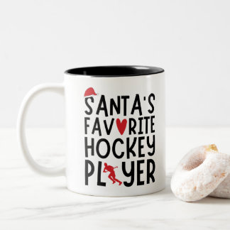 Tasse 2 Couleurs Joueur de hockey favori père Noël, cadeaux de Noël