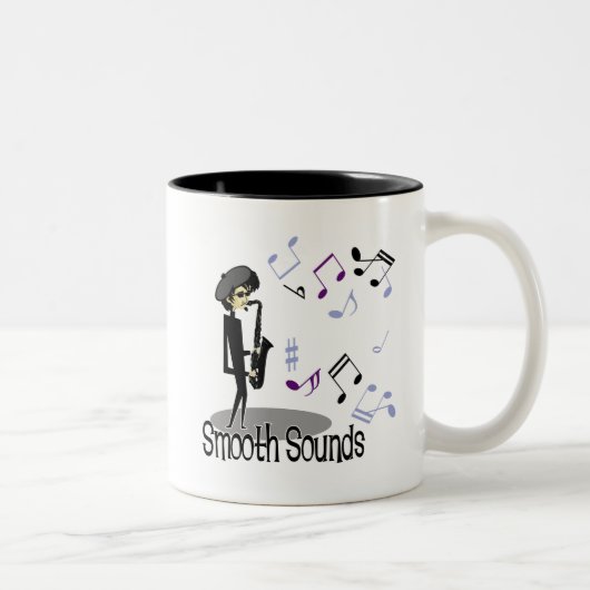 Tasse 2 Couleurs Joueur de saxophone beatnik de jazz (Droit)