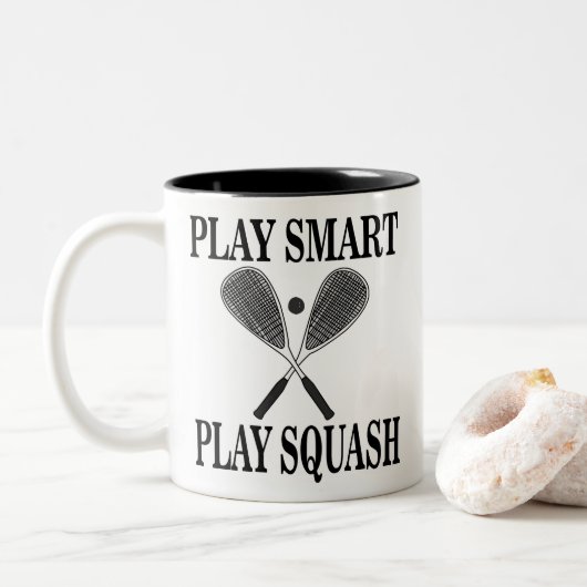 Tasse 2 Couleurs Joueur de squash (Avec donut)