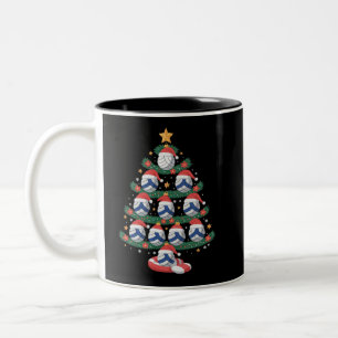 Tasse 2 Couleurs Joueur de volley-ball Lumières Sapin de Noël Sport