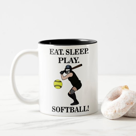 Tasse 2 Couleurs Joueur du softball (Avec donut)