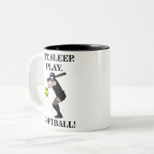 Tasse 2 Couleurs Joueur du softball (Devant gauche)