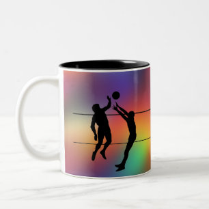 Tasse 2 Couleurs Joueurs et ballon de volley-ball en silhouette per
