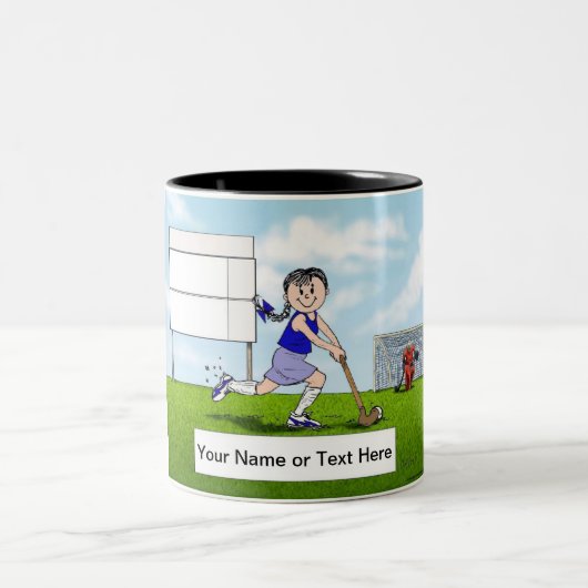 Tasse 2 Couleurs Joueuse de hockey sur gazon - Femme (Centre)