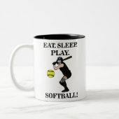 Tasse 2 Couleurs Joueuse de softball (Gauche)