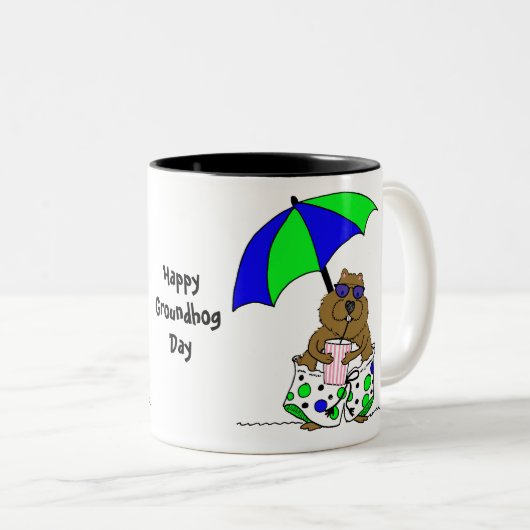 Tasse 2 Couleurs Jour de la marmotte | Parapluie plage (Devant droit)