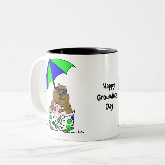 Tasse 2 Couleurs Jour de la marmotte | Parapluie plage (Devant gauche)