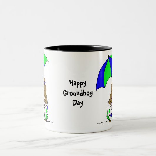 Tasse 2 Couleurs Jour de la marmotte | Parapluie plage (Centre)