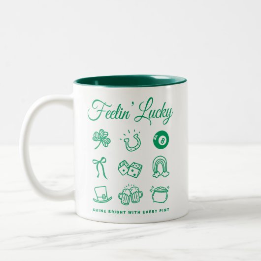 Tasse 2 Couleurs Jour de la Saint Patrick Cute Doodle Art Lucky Iri (Gauche)