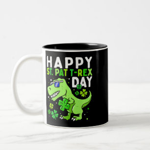 Tasse 2 Couleurs Jour de la Saint Patrick Dinosaur Shamrock Leprech