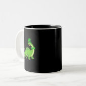 Tasse 2 Couleurs Jour de la Saint Patrick Green Dinosaur Shamrock i (Devant gauche)