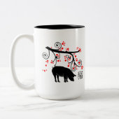 Tasse 2 Couleurs Jour de l'an chinois Cochon et arbre à fleurs (Gauche)
