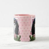 Tasse 2 Couleurs Jour de mères - tulipes roses - cavalier - (Centre)