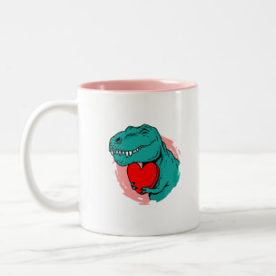 Tasse 2 Couleurs jour des valentines heureux des dinosaures