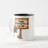 Tasse 2 Couleurs Jour du bon thanksgiving amusant (Devant gauche)