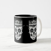 Tasse 2 Couleurs Jour du crâne de sucre mort (Devant droit)