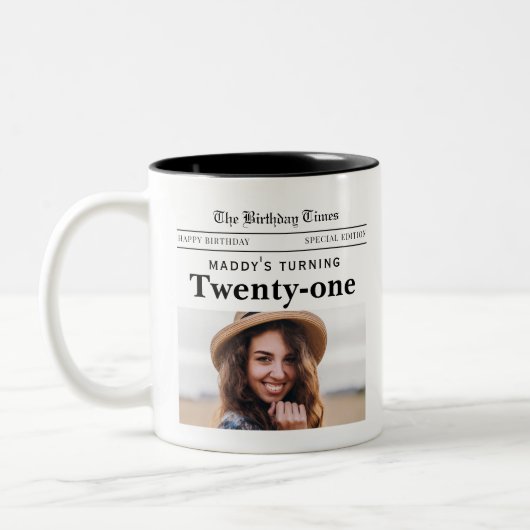 Tasse 2 Couleurs Journal de naissance 21 ans (Gauche)