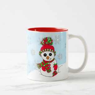 Tasse 2 Couleurs Jours fériés de Noël de bonhomme de neige