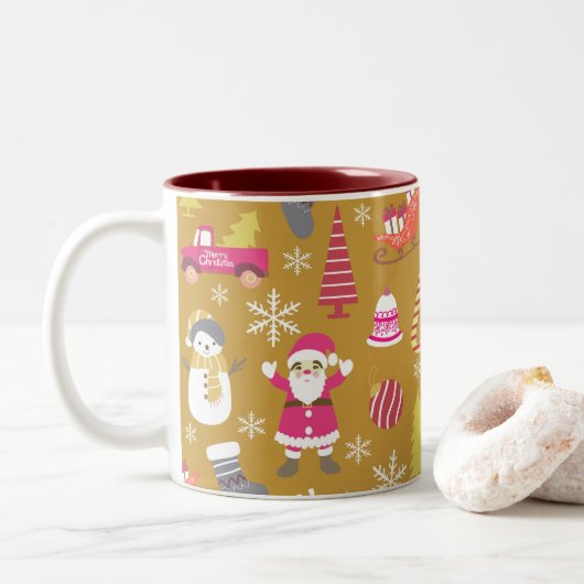 Tasse 2 Couleurs Joy Christmas Gold (Avec donut)