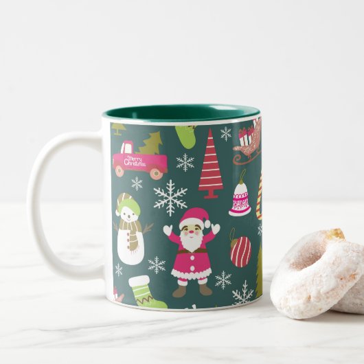 Tasse 2 Couleurs Joy Christmas Green (Avec donut)