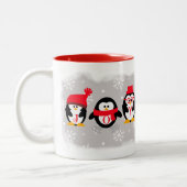 Tasse 2 Couleurs JOY Penguins Noël Nom personnalisé (Gauche)