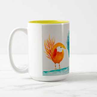 Tasse 2 Couleurs Joyce's Whimsical Birds ! Musique avec aquarelle