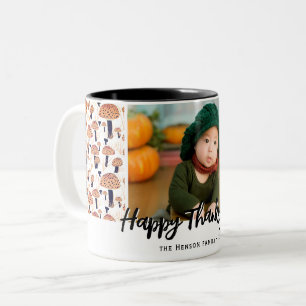 Tasse 2 Couleurs Joyeuse Action de grâce Orange Champignon d'automn