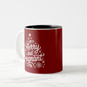 Tasse 2 Couleurs Joyeuse et enceinte Maternité Empreintes Grossesse (Devant gauche)