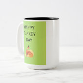 Tasse 2 Couleurs Joyeuse fête de la dinde (Devant gauche)