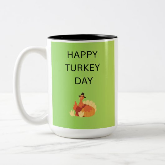 Tasse 2 Couleurs Joyeuse fête de la dinde (Gauche)