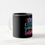 Tasse 2 Couleurs Joyeuse fête de Pâques - Oeuf Lover (Devant gauche)