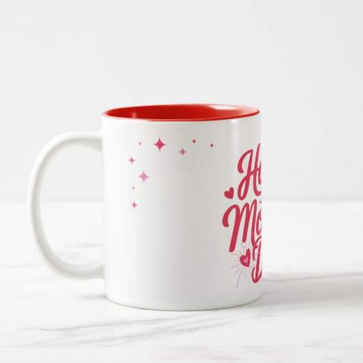 Tasse 2 Couleurs Joyeuse fête des mères beau design (Gauche)