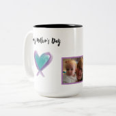 Tasse 2 Couleurs Joyeuse fête des mères Citation Turquoise de la ph (Devant gauche)