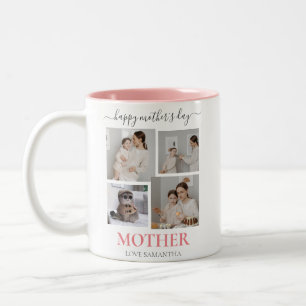 Tasse 2 Couleurs Joyeuse Fête des mères Simple Script moderne Quatr