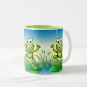 Tasse 2 Couleurs Joyeuse grenouille à sauter têtue (Devant droit)
