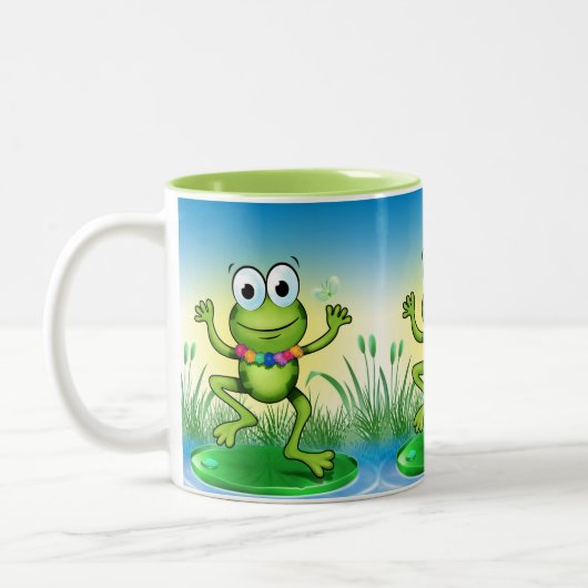 Tasse 2 Couleurs Joyeuse grenouille à sauter têtue (Gauche)