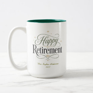 Tasse 2 Couleurs Joyeuse Retraite Nom Personnalisé