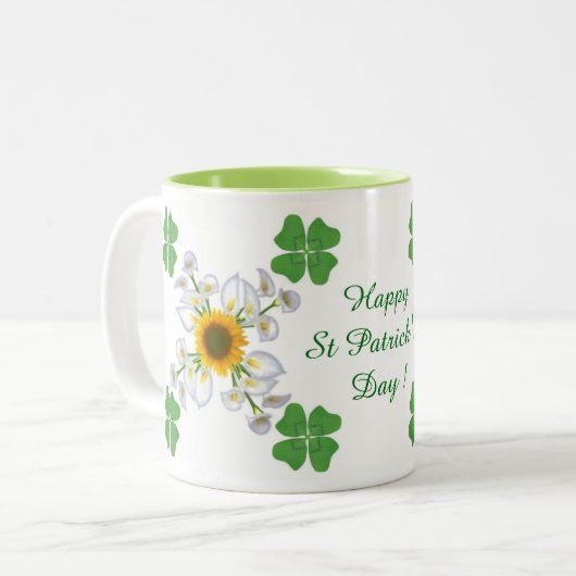 Tasse 2 Couleurs Joyeuse Saint-Patrick ! Trèfle avec Calla (Devant gauche)
