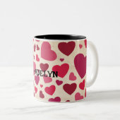 Tasse 2 Couleurs Joyeuse Saint-Valentin cœurs rouges mignons (Devant droit)
