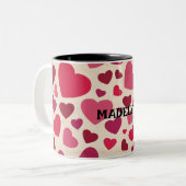 Tasse 2 Couleurs Joyeuse Saint-Valentin cœurs rouges mignons (Devant gauche)