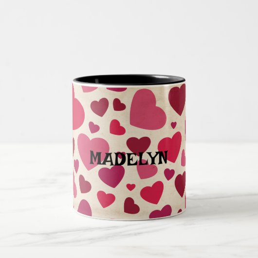 Tasse 2 Couleurs Joyeuse Saint-Valentin cœurs rouges mignons (Centre)