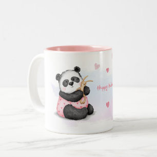 Tasse 2 Couleurs Joyeuse Saint-Valentin Panda Lapin à l'aquarelle C