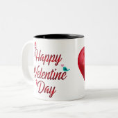 Tasse 2 Couleurs Joyeuse Saint-Valentin rouge (Devant gauche)