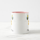Tasse 2 Couleurs Joyeuses abeilles, fleurs roses et nid d'abeille (Centre)