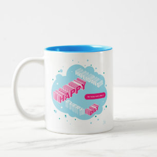 Tasse 2 Couleurs Joyeuses fêtes, bleues