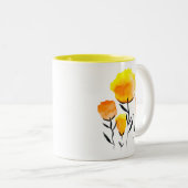 Tasse 2 Couleurs Joyeuses fleurs orange et jaune (Devant droit)