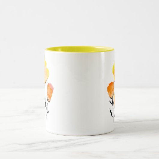 Tasse 2 Couleurs Joyeuses fleurs orange et jaune (Centre)