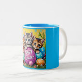 TASSE 2 COULEURS ~ JOYEUSES PÂQUES LES PETITS CHATS ~   (Devant droit)