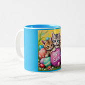 TASSE 2 COULEURS ~ JOYEUSES PÂQUES LES PETITS CHATS ~   (Devant gauche)