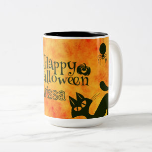 Tasse 2 Couleurs Joyeuses sorcières d'Halloween Chats Araigners Ch